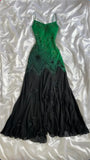 Green Black A Line Spaghetti Strap Beaded Chiffon Prom Dress Evening Dress HZ1023
