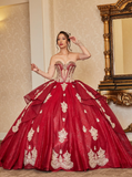 Gorgeous Red A Line Sweetheart Neck Appliques Beaded Tulle Quinceanera Dresses Ball Gown HZ1023