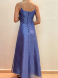 Stunning A Line Spaghetti Strap Beaded Purple Tulle Satin Prom Dress Evening Dress HZ1023