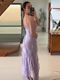 Elegant Ruffles Lavender Prom Dress Fashion Split Chiffon Party Dress HZ1023