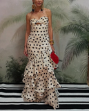 Strapless Polka Dots Dress Fashion Prom Evening Dresses For Women HZ1023