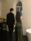 Sexy Mermaid Green Party Dress Satin Prom Dress HZ1023