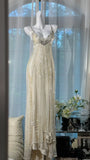Ivory Exquisite A Line Beaded Rhinestone Chiffon Prom Dress Formal Dress Party Dress HZ1023