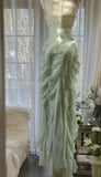 Mint Green Sheath Spaghetti Strap Ruffle Beaded Chiffon Prom Dress Evening Dress HZ1023