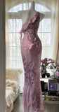 Purple Sheath One Shoulder Beaded Chiffon Long Prom Dress Graduation Prom Dress HZ1023