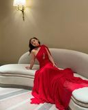 Fashion Red Chiffon Evening Dress Side Slit Long Party Dress HZ1023
