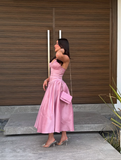 Cute A Line Halter Pink Satin Open Back Prom Dress Graduation Prom Dress HZ1023