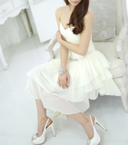 Chic Sweetheart Neck Irregular Layered Party Dress, Ivory Chiffon Homecoming Dress HZ1023