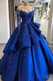 GORGEOUS ROYAL BLUE LACE RUFFLED PROM DRESS SWEET 16 DRESSES HZ1023