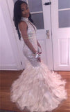 GORGEOUS MERMAID HIGH NECK PROM PARTY GOWNS PROM DRESS HZ1023