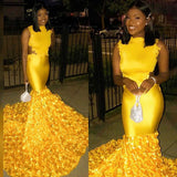 WOMEN'S CHIC SLEEVELESS SATIN SWEEP TRAIN SLIM MAXI PROM DRESS HZ1023