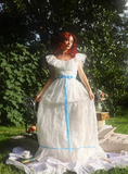 Princess A Line Off the Shoulder Embroidered White Tulle Party Dress Evening Dress HZ1023