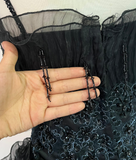Cute A Line Spaghetti Strap Beaded Ruffle Black Tulle Short Homecoming Dress HZ1023