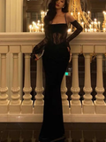 Sexy Bodycon Velvet Lace Red Evening Party Dress Spaghetti Straps Mermaid Prom Dress HZ1023