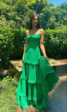 Green Sweetheart Neckline Long Party Dress Formal Prom Dress HZ1023