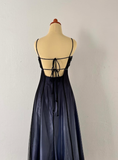 Vintage A Line Spaghetti Straps Beads Tulle Satin Long Formal Dress Prom Dress HZ1023