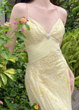 Mermaid Spaghetti Straps Yellow Chiffon Long Prom Dresses Evening Dress With Beads HZ1023