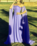 Elegant Blue Chiffon Applique Prom Dress Long Evening Dress HZ1023
