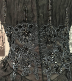 Cute A Line Spaghetti Strap Beaded Ruffle Black Tulle Short Homecoming Dress HZ1023