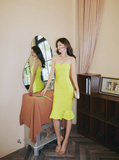 Cute Bright Yellow Mermaid Sweetheart Neck Satin Short Homecoming Dress Cocktail Dress HZ1023