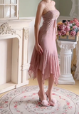Exquisite Vintage A Line Spaghetti Strap Beaded Chiffon Party Dress Homecoming Dress HZ1023