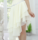 Chic Sweetheart Neck Irregular Layered Party Dress, Ivory Chiffon Homecoming Dress HZ1023