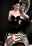 Black A Line Sweetheart Neck Velvet Short Homecoming Dress Outfits HZ1023