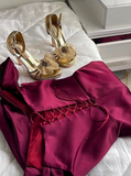 Elegant Mermaid Off the Shoulder Corset Burgundy Satin Prom Dress Evening Dress HZ1023