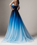 Blue Ombre One Shoulder Ruched Prom Dress HZ1023
