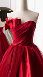 Fashion Tulle Satin Long Evening Dress Red Prom Dress HZ1023