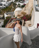 Cute A Line Strapless Lace Satin Short Homecoming Dress Outfits HZ1023