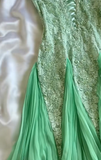 Green A Line Spaghetti Strap Lace Chiffon Evening Dress Party Dress HZ1023