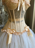 Lolita Ball Gown Strapless Lace Tulle Short Homecoming Dress with Bow HZ1023