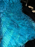 Charming Mermaid Sweetheart Neck Ruffle Blue Chiffon Organza Party Dress Evening Dress HZ1023
