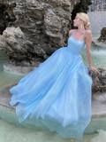 Charming Light Blue Long Prom Dress HZ1023