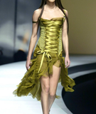 Stunning Sheath Spaghetti Strap Green Chiffon Satin Prom Dress Evening Dress HZ1023