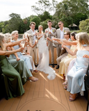 Elegant A Line Strapless Yellow Satin Party Dress Evening Dress HZ1023