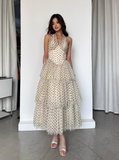 Cute A Line Halter Layered Polka Dot Tulle Party Dress Wedding Guest Dress HZ1023