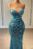 Gorgeous Strapless Sequin Prom Dress Mermaid Formal Evening Dress HZ1023