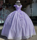 Light Sky Blue Quinceanera Dresses Ball Gown Off Shoulder 3D Rose Flowers Puffy Sweet 16 Dress Celebrity Party Gowns Graduation HZ1023