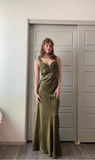Elegant Sheath Olive Green Prom Dresses Long Formal Evening Dress HZ1023