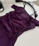 Cute A Line Straps Grape Purple Chiffon Short Homecoming Dress Cocktail Dress HZ1023
