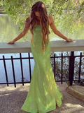 Chic Spaghetti Straps Sequin Mermaid Long Prom Dress HZ1023