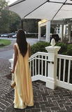 Elegant Yellow V Neck Prom Dress Long Evening Dress HZ1023