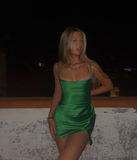 Elegant Green Satin Short Homecoming Dress HZ1023