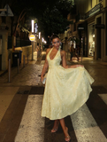 Yellow A Line Halter Satin Open Back Prom Dress Party Dress HZ1023