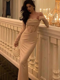 Sexy Bodycon Velvet Lace Red Evening Party Dress Spaghetti Straps Mermaid Prom Dress HZ1023