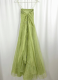 Green Vintage A Line Spaghetti Strap Beaded Organza Party Dress Prom Dress HZ1023