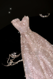 Light Champagne A Line Sweetheart Neck Sequin Tulle Prom Dress Party Dress HZ1023
