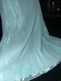 Gentle Mermaid Spaghetti Strap Beaded Blue Chiffon Satin Prom Dress Party Dress HZ1023